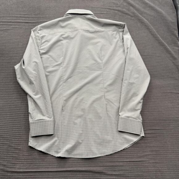 Mizzen Main Shirt Mens XL Trim Fit Green Burgundy Plaid Performance Stretch USA - Picture 2 of 9